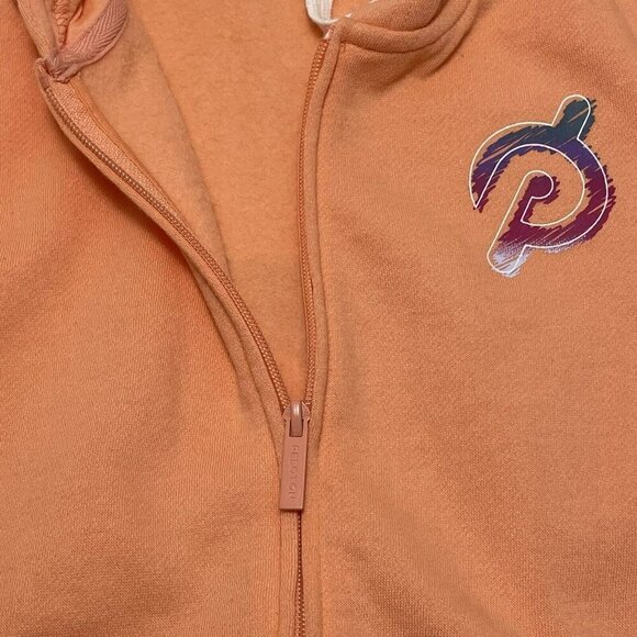Peloton Ultimate Hoodie Fleece Jacket Women Size S Orange Zip Pocket Logo Iconic - Picture 6 of 12